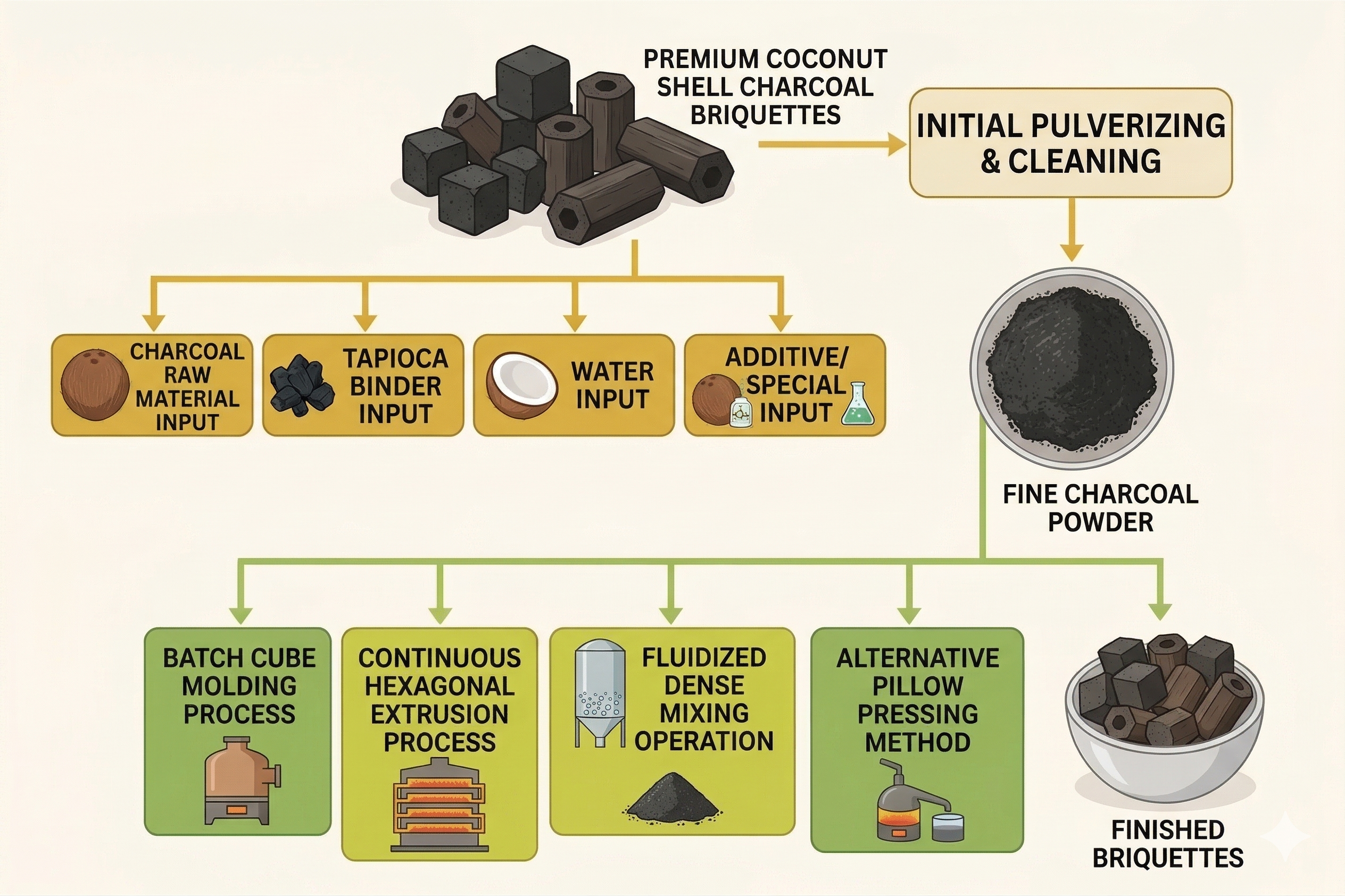 Charcoal Briquette Production Flowchart